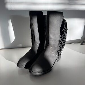 UGG Black Fringe Lace Up Boots